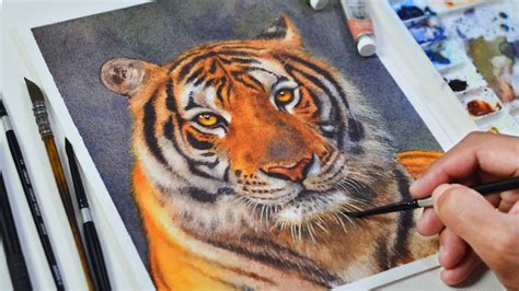 Painting A Tiger In Watercolor Youtube