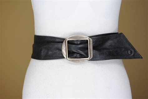 Black 41 Wide Cinch Soft Leather Belt For Women Etsy