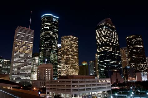Texas Houston Skyline At Night Houston Skyline Houston Texas