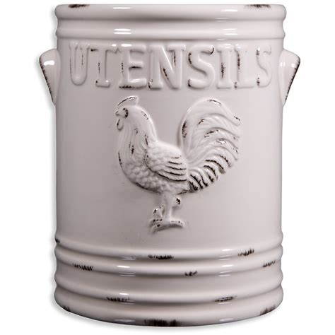 Home Essentials Rooster Utensil Crock Ivory 625l X 570w X 708h Ad