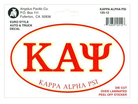 Kappa Alpha Psi Euro Decal Oval Sticker Greek Gear