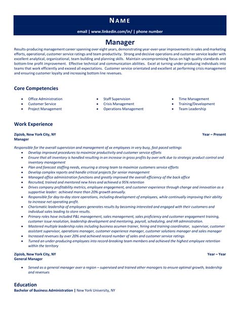 Manager Resume Example And Guide Zipjob