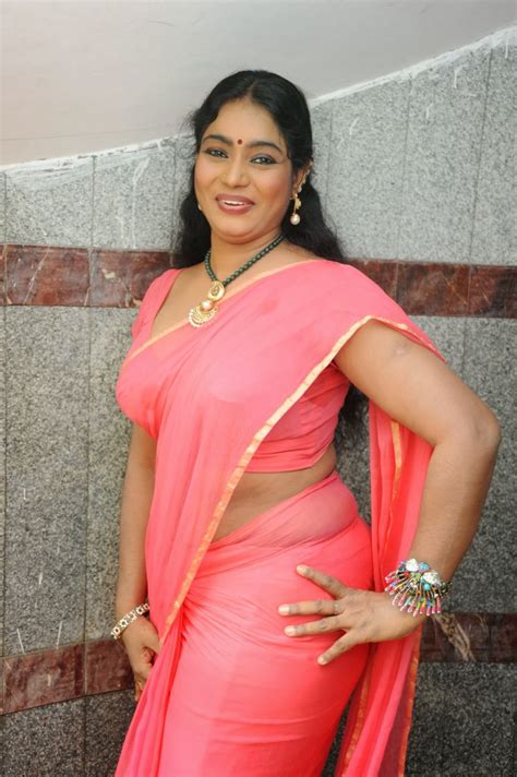Aunty Hot Sexy Jayavani In Orange Saree