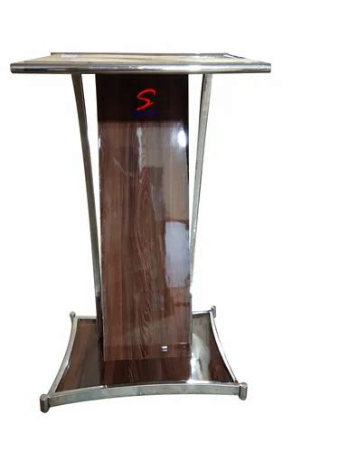 Brown Stainless Steel And Teak Plywood Wooden Podium Sp 631 Warranty