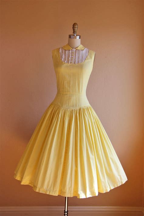 1950s Dress Vintage 50s Dress Yellow Gingham By Jumblelaya 12800