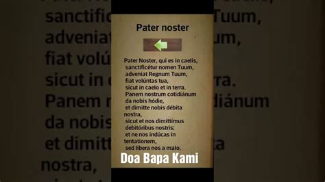 Doa bapa kami adalah doa yang paling istimewa, karena 100% pasti dijawab tuhan, yang mengajarkannya tuhan yesus sendiri. Doa Bapa Kami Latin Youtube