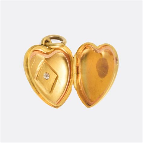 Antique Victorian Diamond Puffed Heart Locket Pendant At 1stdibs