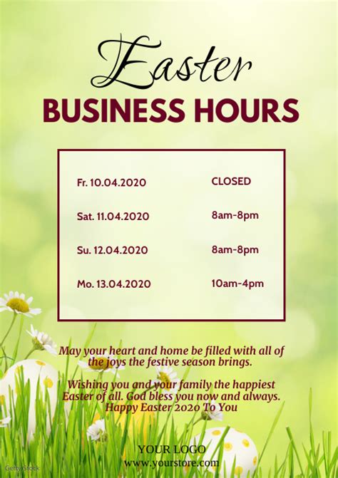 Copy Of Easter Opening Times Retail Shop Holidays Postermywall