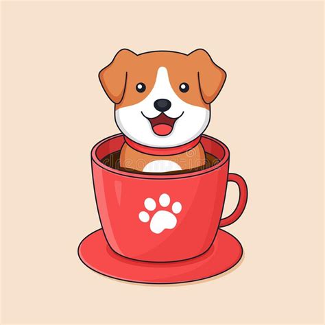Cartoon Pet In Cup Baby Dog Stock Vector Illustration Of Little