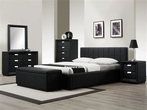 Rossi Luxury Matt Black Leather Bedroom Furniture Buy With Bed Offer
