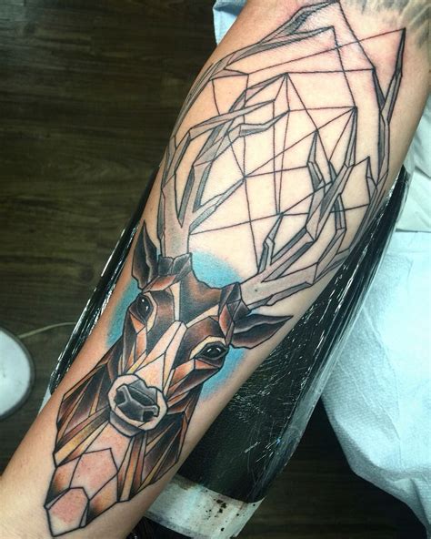 Geometric Deer Tattoo By Joseph Caram Guru Tattoo San Diego Ca