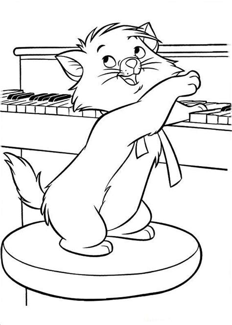 Desenho De Gato Brincando Com Piano Para Colorir Tudodesenhos