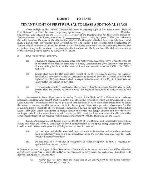 First Right Of Refusal Real Estate Template