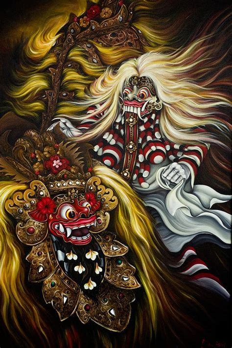 Barong And Rangda By Caravela Bali Painting Barong Indonesian Art