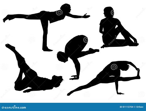 Set Of Yoga Silhouettes Stock Vector Illustration Of Position 81113704