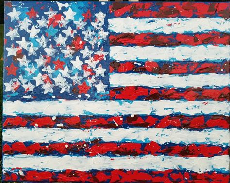 American Flag Usa Original Abstract Painting On Canvas 16x20 Etsy
