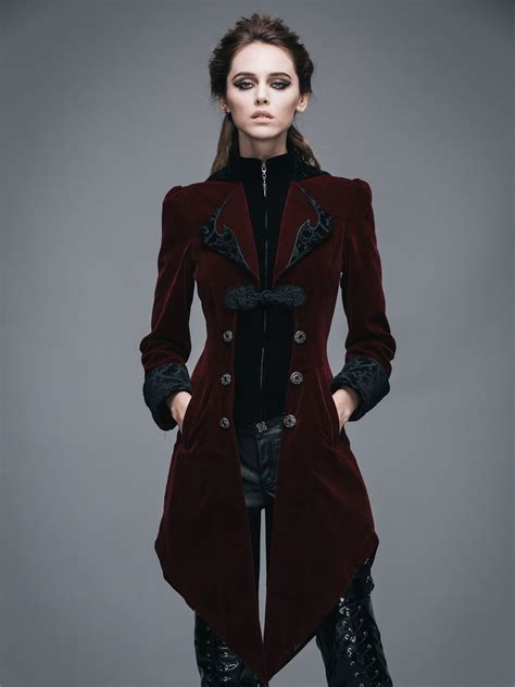 Steampunk Womans Victorian Coat Gothic Clothes Red Abiti Steampunk Abbigliamento Gotico