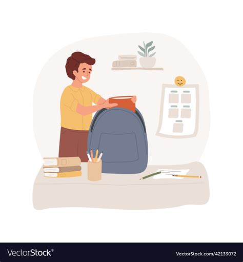 Packing A Backpack Isolated Cartoon Royalty Free Vector
