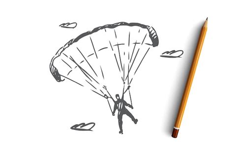 Premium Vector Hand Drawn Parachutist On A Sports Parachute Concept