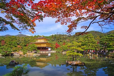 Golden Pavilion Or Kinkakuji Temple At Autumn In Kyoto Stock Photo