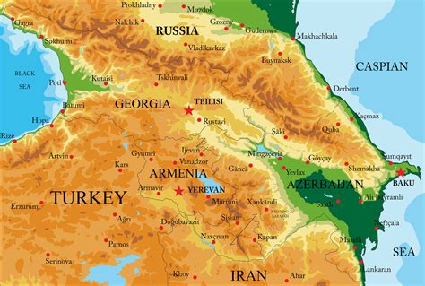 Azerbaijan Karte Landkarte Aserbaidschan Politische Karte