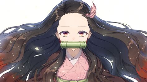 Demon Slayer Nezuko Kamado With Long Hair With White Background Hd Anime Wallpapers Hd