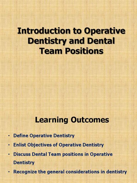 Introduction To Operative Dentistry And Different Team Positions Pdf