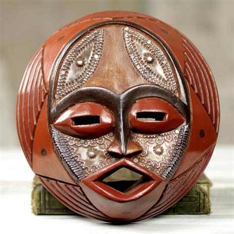 Unicef Market Handcrafted Circular West African Wall Mask In Red