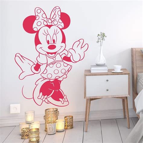 Disney Minnie Mouse Wall Stickers For Home Decor Kids Room Girls
