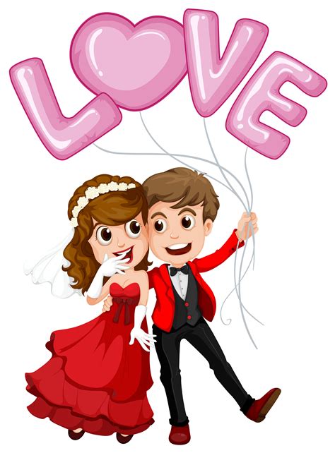 Wedding Couple And Love Balloon 433042 Vector Art At Vecteezy