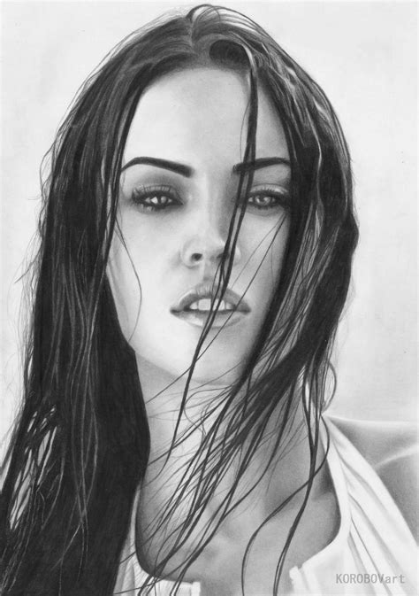 Megan Fox Fan Art Портрет Портреты знаменитостей Черно белое