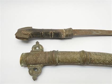 Antique Brass Wood Handled Islamic Curved Blade Old Dagger Knife Ebay