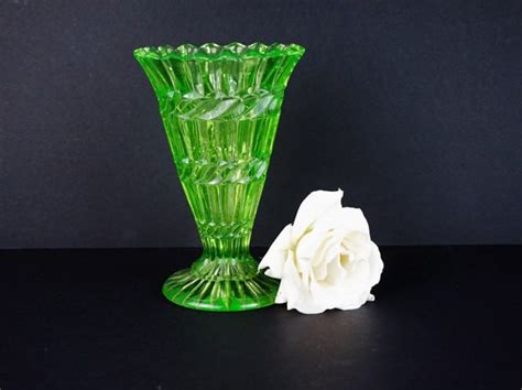 Uranium Antique Vase Henry Greener Vase Vaseline Glass Etsy Uk