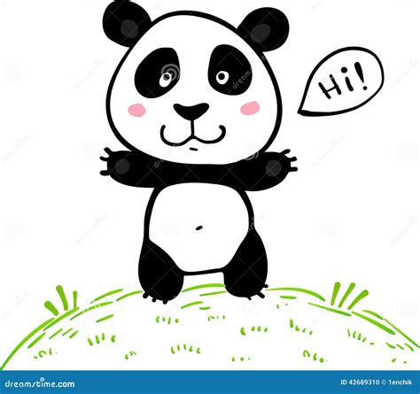 Little Cute Doodle Drawing Vector Panda Stock Vector Image 42689310