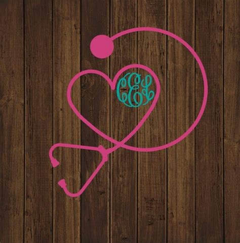 Stethoscope Monogram Decal Heart Stethoscope Car Decal