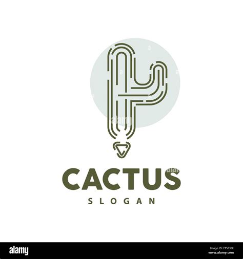 Cactus Logo Desert Green Plant Vector Simple Design Elegant Line