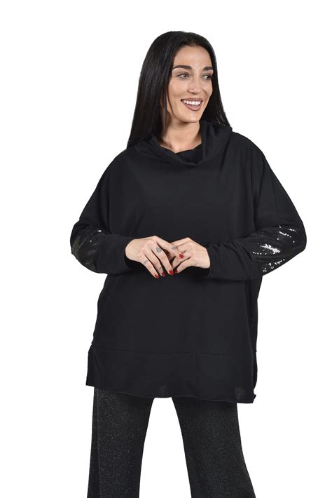 Black Oversized Top With Sequin Details Womans Clothes Dresses