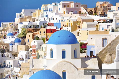 Colorful Houses And Architecture Of Oia Santorini Greece — Town