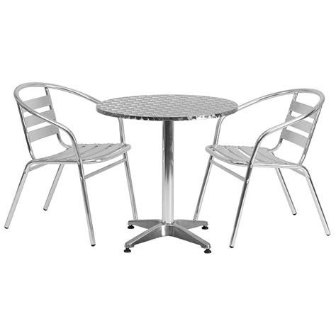 Buy 275 Round Aluminum Indoor Outdoor Table Set W 2 Slat Back Chairs