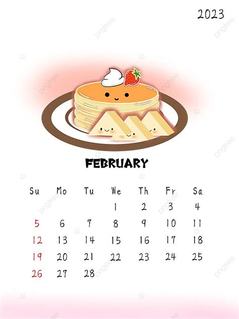 Gambar Kalender Pancake Lucu Asli Februari 2023 Templat Untuk Unduh