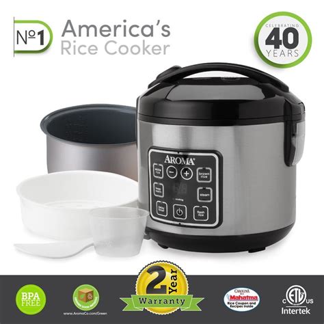 AROMA Digital Rice Cooker 4 Cup Uncooked 8 Cup Cooked Steamer