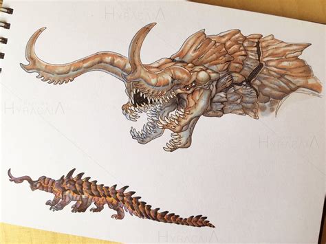 A Drawing Of A Dragon And A Dinosaur S Head With Long Sharp Teeth