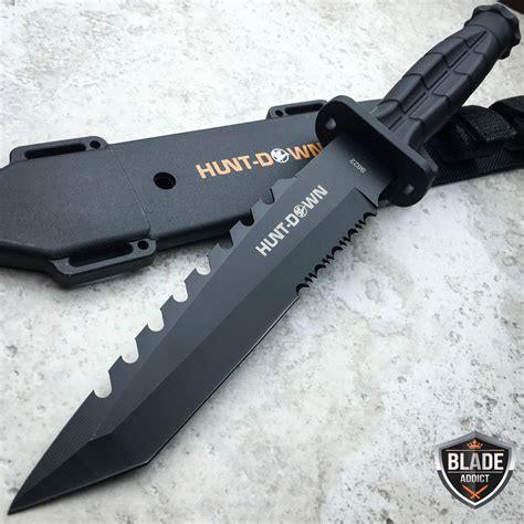 12 Tactical Bowie Survival Hunting Knife Military Combat Fixed Blade W Sheath Ebay