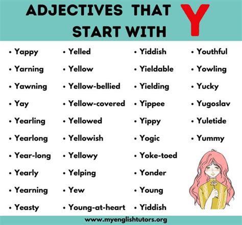 Adjectives That Start With Y List Of 40 Useful Adjectives Starting