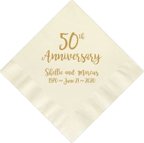 Personalized 50th Anniversary Golden Napkins Wedding Custom Etsy