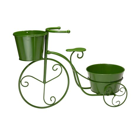 Glitzhome 215l Metal Bicycle Planter Stand And Flower Holder Decoration