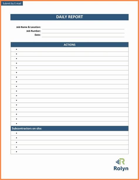 Daily Work Report Template New Daily Work Report format Doc Progress ...