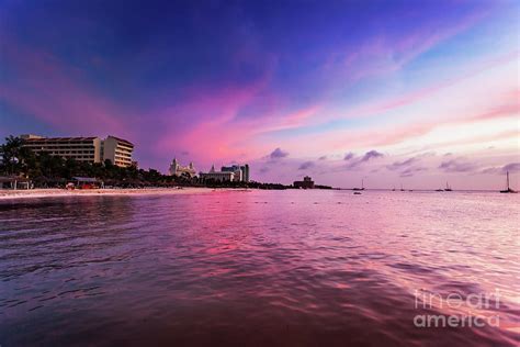 Colorful Sunset Over Palm Beach Aruba Photograph By Jo Ann Snover