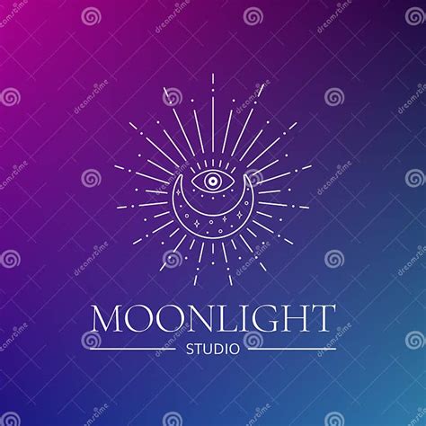 Mystical Moon Vector Logo Boho Moonlight Line Art Mystic Crescent