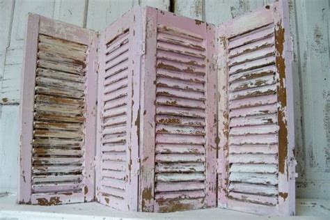 Pink Wooden Shutters Set Of Two Sets Hand Painted Shabby Chic Etsy